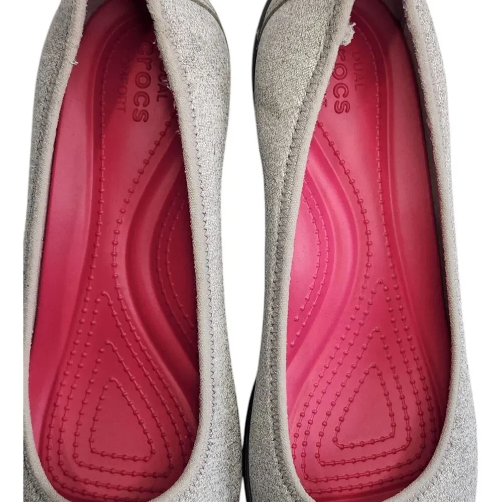 Crocs Busy Day Stretch Ballet Wedge Shoes Womens 9 Slip On Gray Dual Comfort